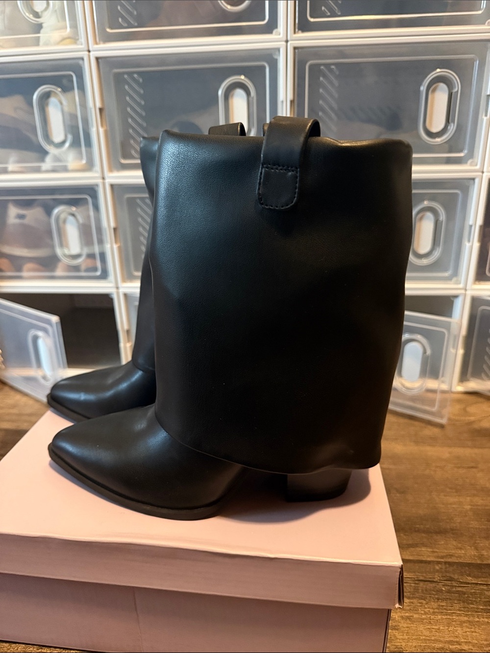 Steve Madden Black Pointed-Toe Mid-Calf Booties